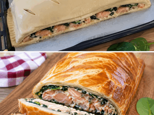 Knuspriger Lachs-Spinat-Strudel in Blätterteig – cremig gefüllt und herrlich saftig