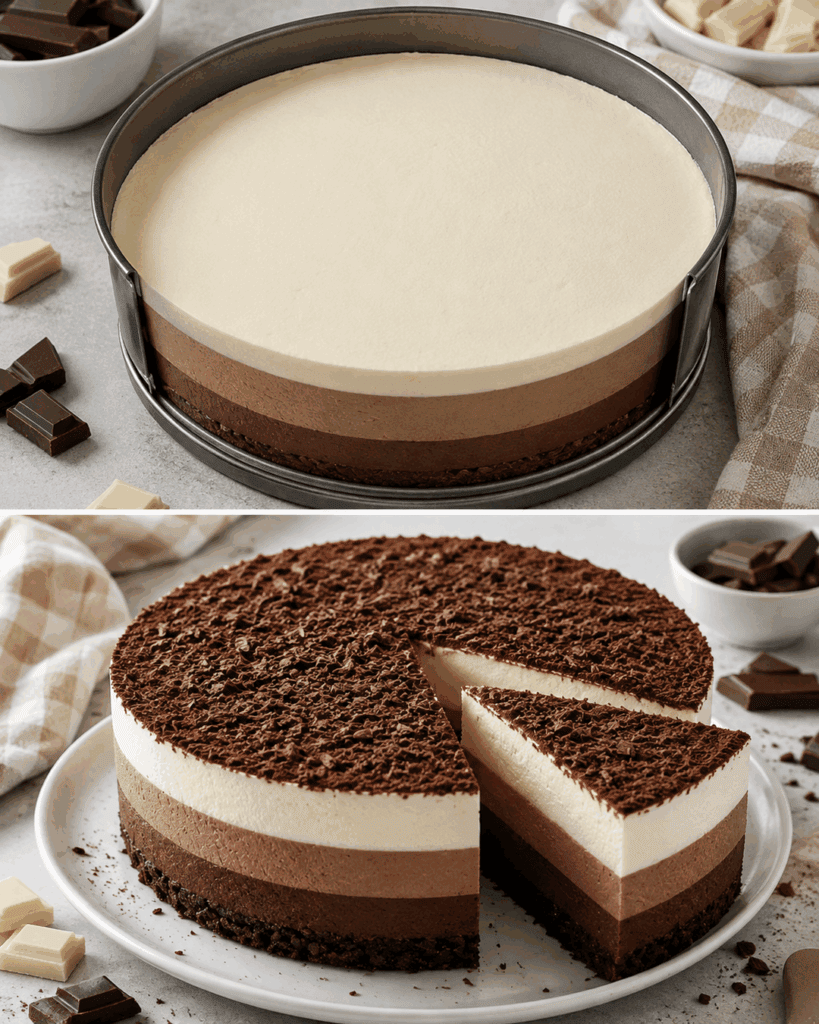 Himmlische Triple-Schoko-Torte ohne Backen – cremig, luftig und unwiderstehlich