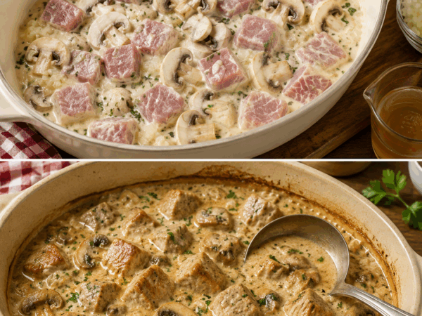 Cremige Schweinefilet-Blanquette mit Champignons – zartes Fleisch in unwiderstehlicher Rahmsoße