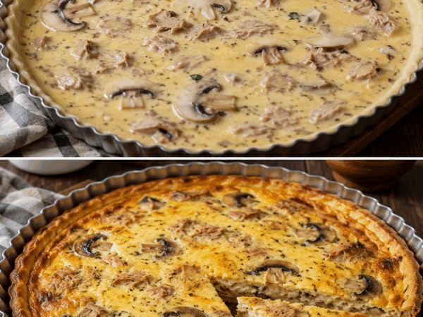 Herzhafte Thunfisch-Pilz-Quiche mit cremiger Eierfüllung
