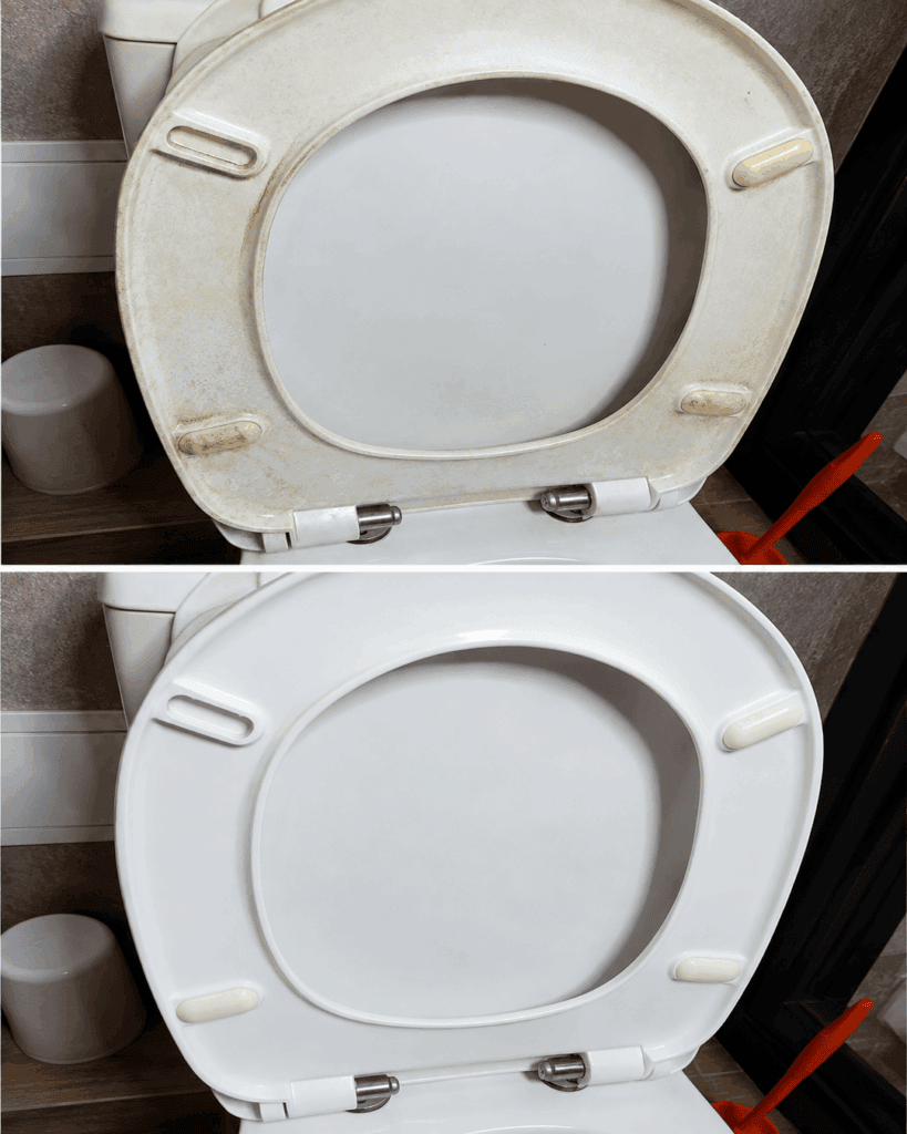 Vergilbten Toilettensitz reinigen: So wird die Unterseite wieder sichtbar sauber