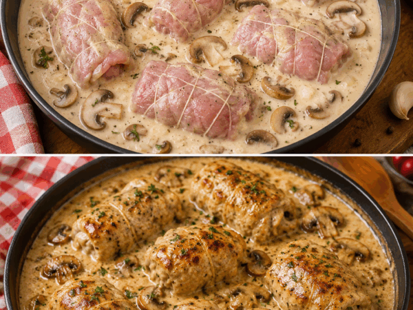 Cremige Kalbsrouladen mit Comté und Pilzen – zart geschmort in unwiderstehlicher Käsesauce