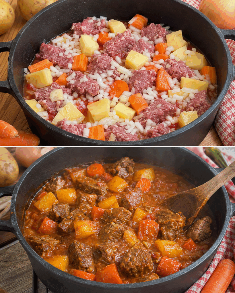 Deftiger Bauerntopf mit Hackfleisch, Kartoffeln und Möhren – einfach, herzhaft und wunderbar sämig
