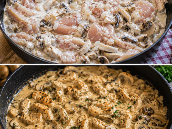 Hähnchengeschnetzeltes in cremiger Champignon-Sahne-Soße