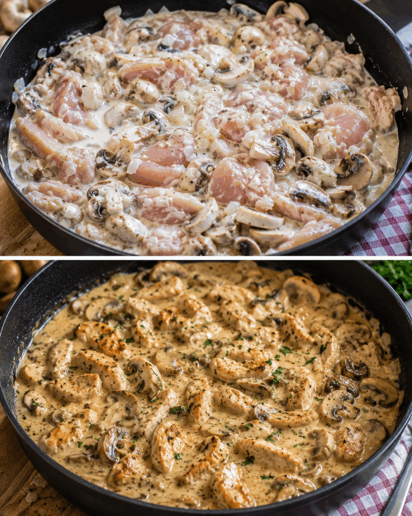 Hähnchengeschnetzeltes in cremiger Champignon-Sahne-Soße