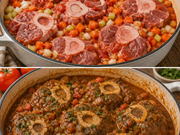 Zartes Ossobuco in kräftiger Tomaten-Gemüse-Sauce – so wird das Fleisch butterweich