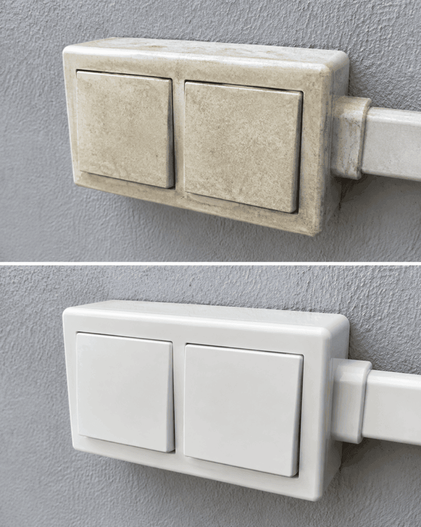 So werden vergilbte Kunststoffabdeckungen von Elektroinstallationen wieder weiß