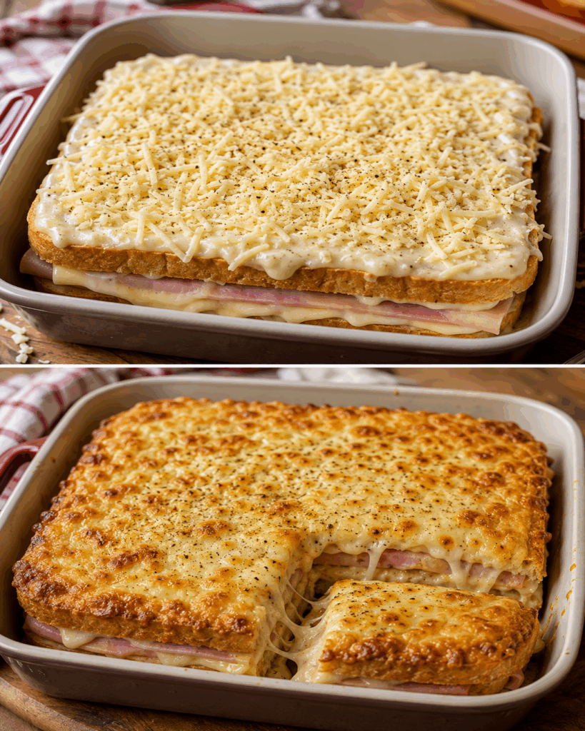 Überbackener Croque Monsieur aus dem Ofen – extra cremig mit Schinken und Käse
