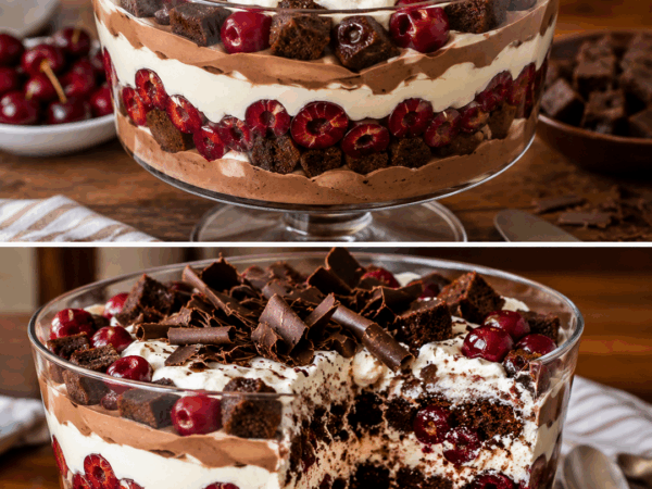 Schoko-Kirsch-Trifle mit Brownies und Vanillecreme – ein cremiges Schichtdessert für besondere Momente