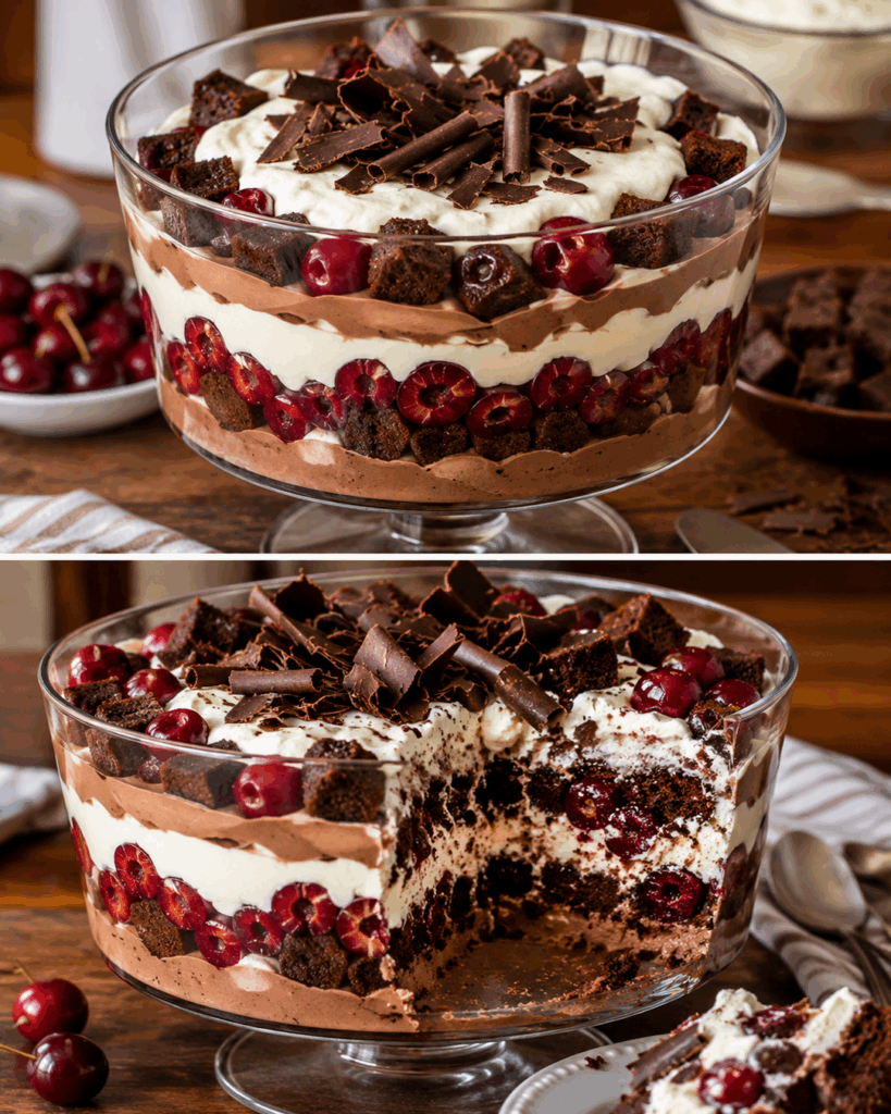 Schoko-Kirsch-Trifle mit Brownies und Vanillecreme – ein cremiges Schichtdessert für besondere Momente