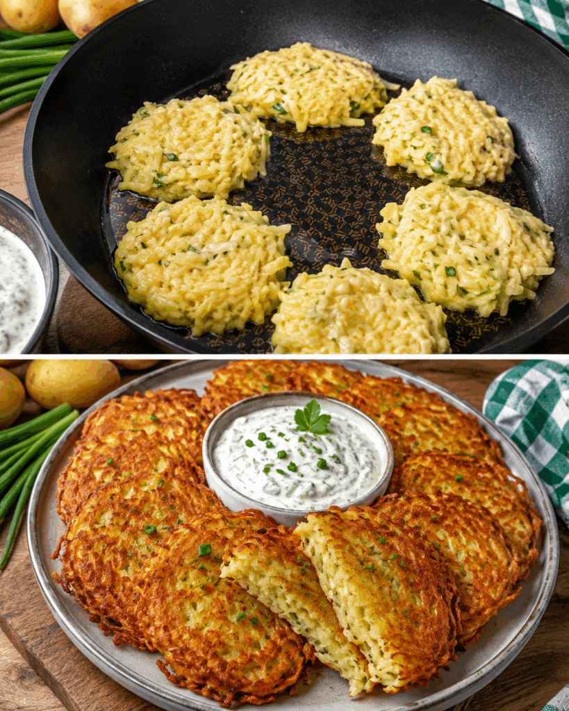 Knusprige Kartoffelpuffer wie bei Oma mit Kräuterquark