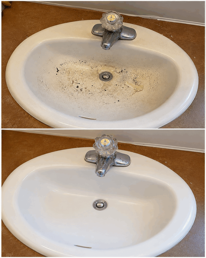 Stark verschmutztes Waschbecken reinigen: So lösen Sie Kalk, Seifenreste und hartnäckigen Schmutz