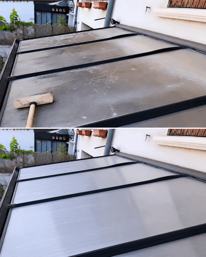 So wird ein verschmutztes Terrassendach wieder sauber – ohne Kratzer und ohne aggressive Reiniger