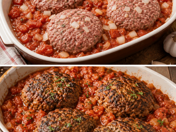 Saftige Hacksteaks provenzalischer Art in würziger Tomatensauce