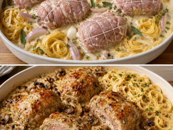 Kalbsrouladen in cremiger Comté-Sauce mit Tagliatelle – zart, würzig und herrlich französisch