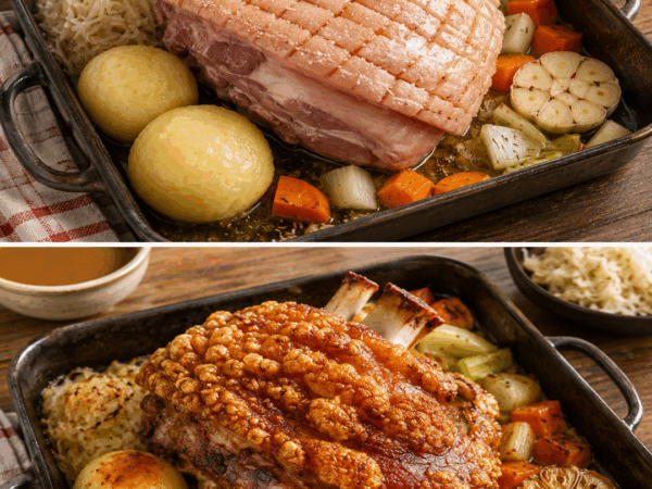 Knusprige Schweinshaxe aus dem Ofen – saftiges Fleisch mit perfekter Kruste