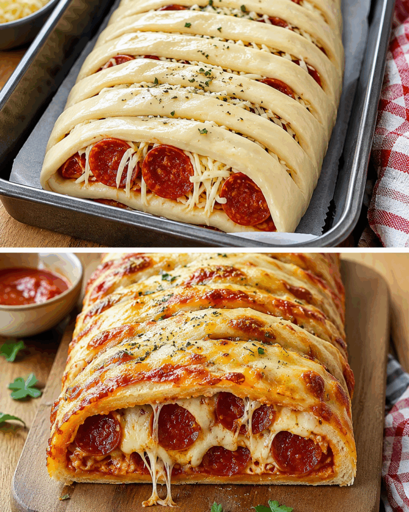 Knuspriger Pepperoni-Stromboli mit extra Käse – dieser Pizza-Rollentraum begeistert die ganze Familie