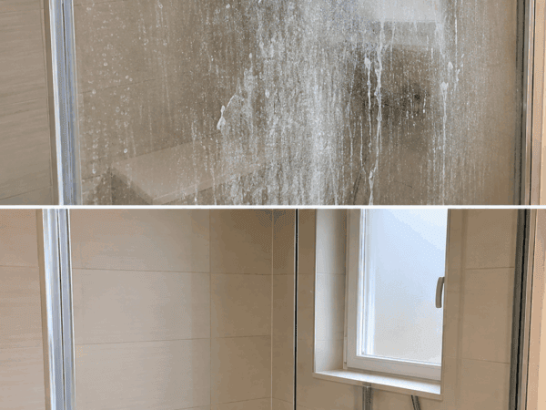 Duschglas wieder klar: Mit diesen 4 Zutaten verschwinden Kalkschleier und Seifenreste