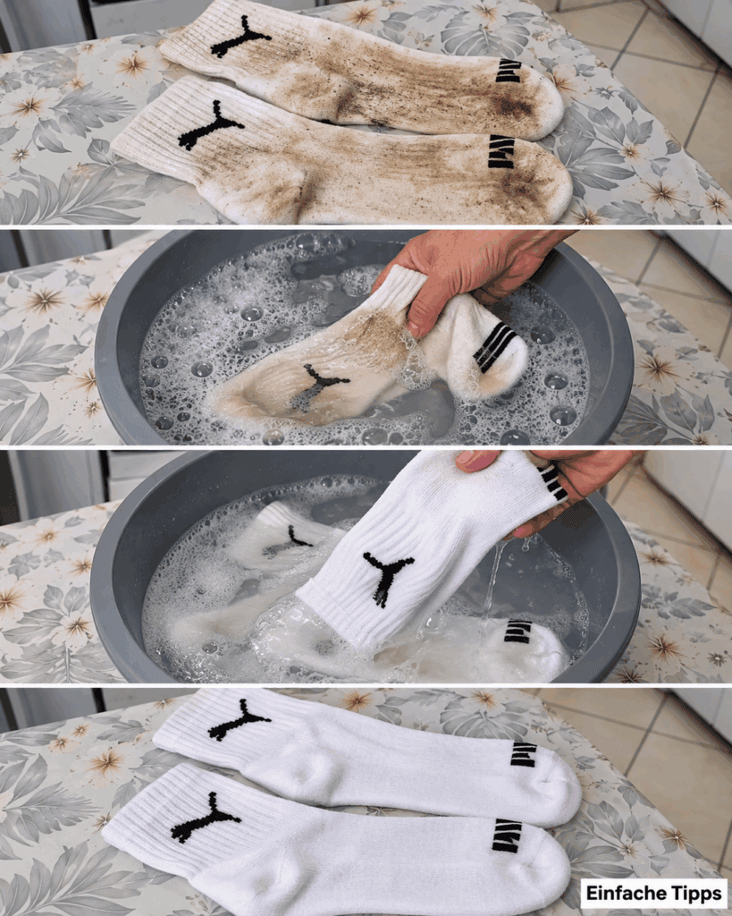 Weiße Socken wieder sauber bekommen: Diese einfache Einweich-Methode löst hartnäckigen Schmutz