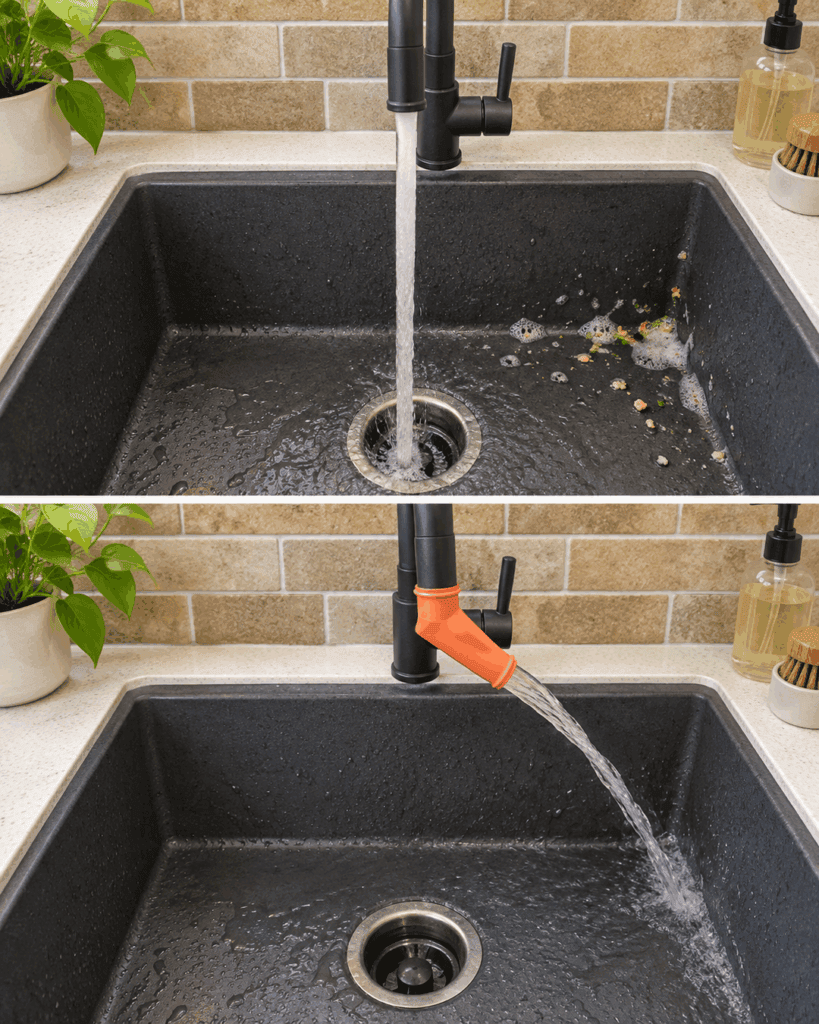 Wasser erreicht nicht jede Ecke der Spüle? Dieser einfache Ballon-Trick macht den Wasserstrahl flexibel
