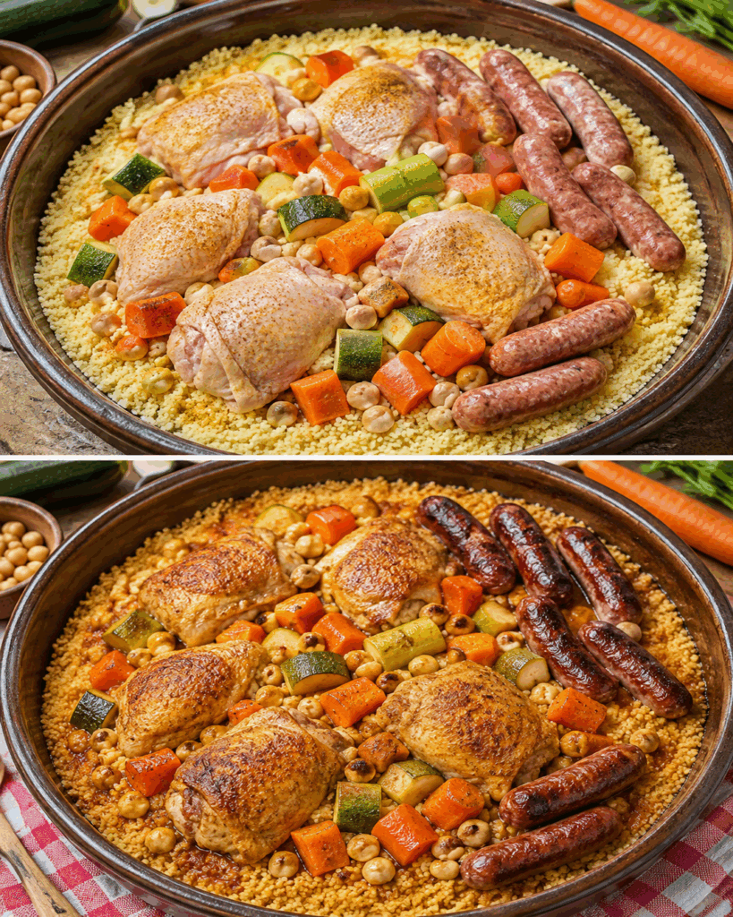 Ofen-Couscous mit Hähnchen und Merguez – herzhaft, saftig und perfekt für die ganze Familie