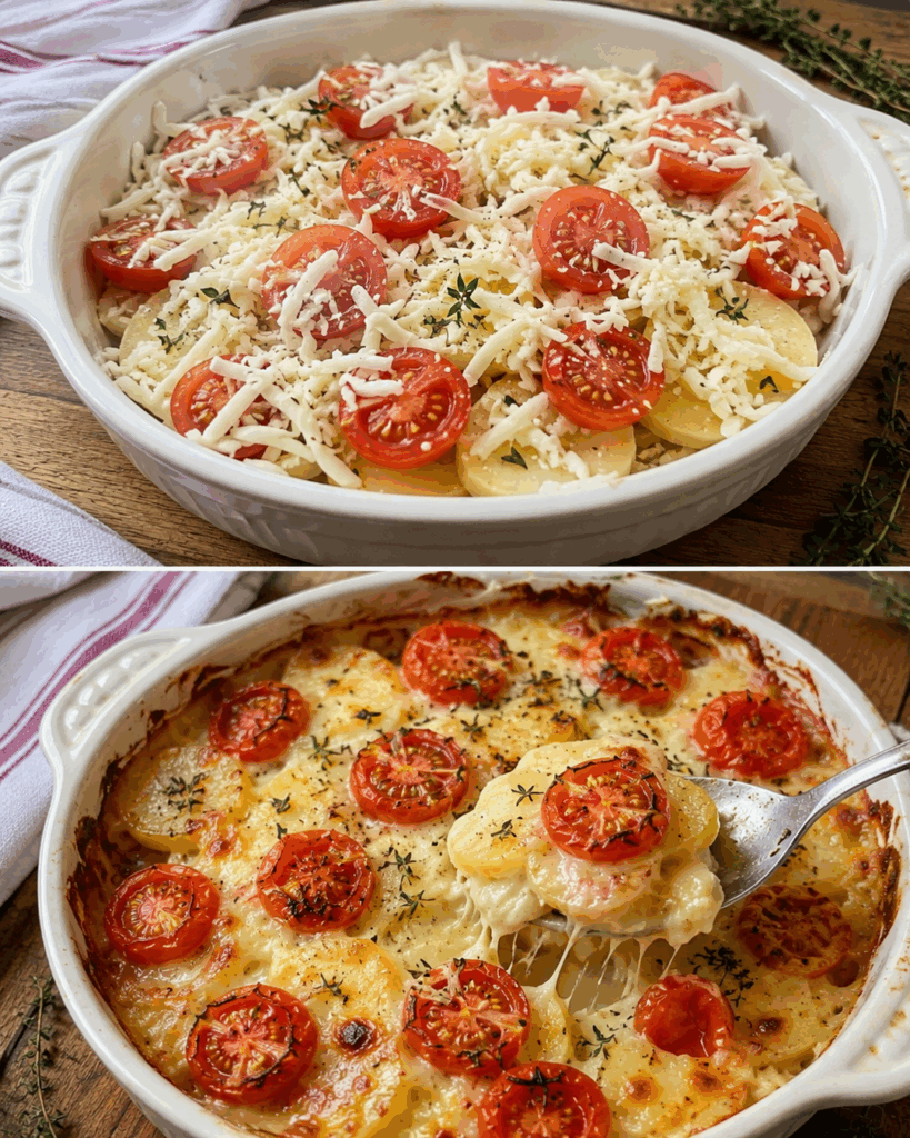 Kartoffel-Tomaten-Gratin mit Mozzarella – herrlich cremig und goldbraun überbacken