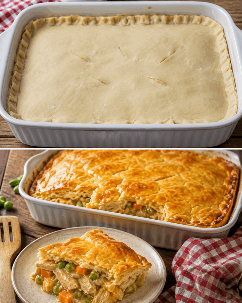 Cremige Hähnchen-Pastete unter goldener Blätterteighaube – dieses Familienessen macht alle satt und glücklich