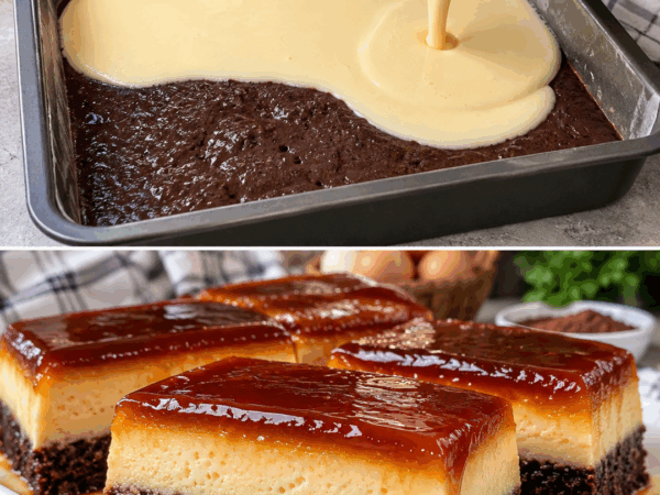 Schoko-Flan-Kuchen mit Karamell: Dieser cremige Schichtkuchen sieht spektakulär aus und ist überraschend einfach