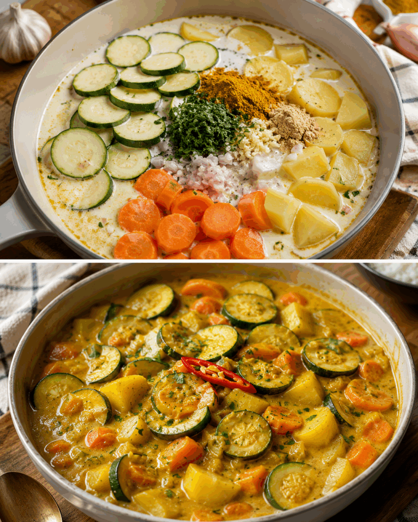 Cremiges Gemüse-Curry mit Kokosmilch – einfach, würzig und in 40 Minuten fertig