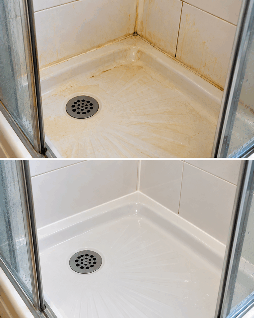 Gelbe Flecken in der Dusche? Mit dieser einfachen Methode wird sie wieder deutlich sauberer