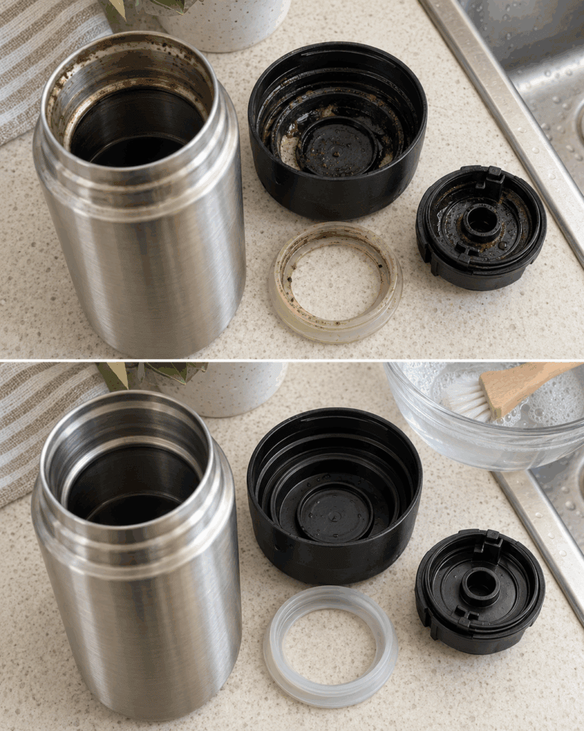 Thermoskanne riecht trotz Spülen nach Kaffee? Diese versteckte Stelle im Deckel wird oft vergessen