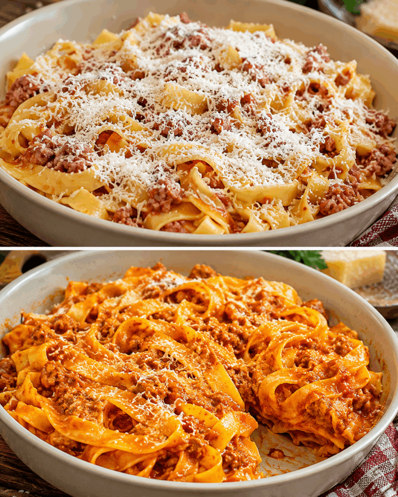 Cremige Hackfleisch-Tagliatelle in Tomaten-Sahne-Sauce – dieses einfache Familienessen macht garantiert Lust auf Nachschlag