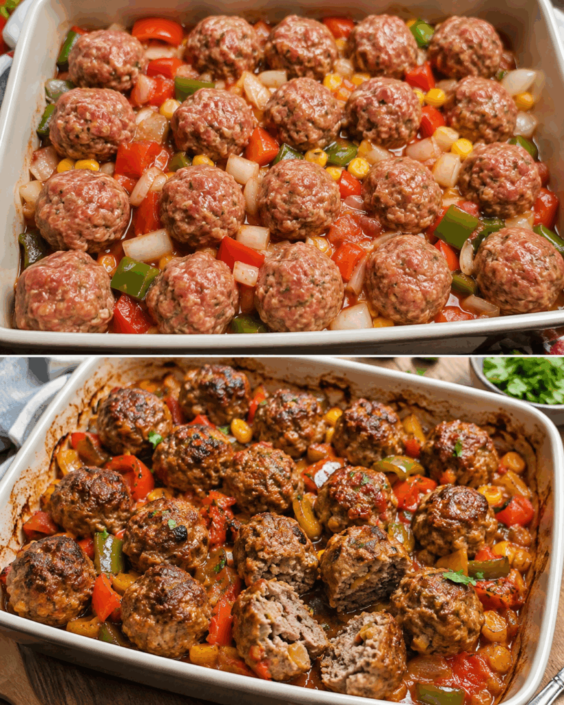 Diese saftigen Ofen-Hackbällchen mit Paprika sind das Familienessen, das alle noch einmal wollen