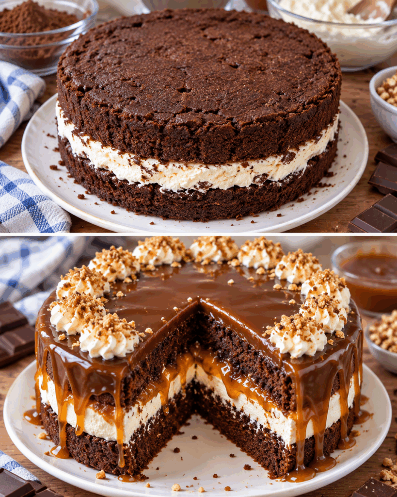 Schoko-Karamell-Torte mit Cremefüllung: Saftig, cremig und unwiderstehlich