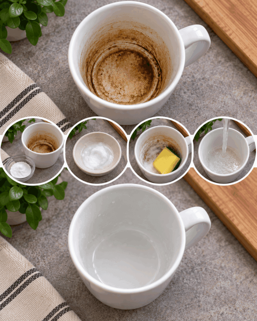 Braune Kaffee- und Teeränder in der Tasse? Mit dieser sanften Natronpaste wird sie wieder sauber
