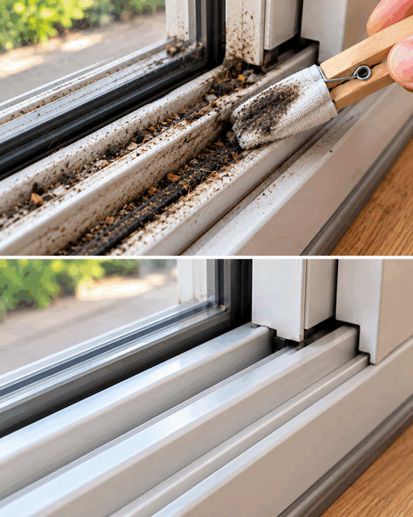 Fenster- und Türschienen voller Schmutz? Mit dieser einfachen Methode werden selbst enge Rillen wieder sauber