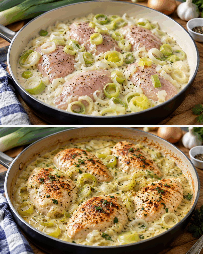 Cremiges Hähnchen mit Lauch: Dieses einfache Pfannengericht schmeckt der ganzen Familie