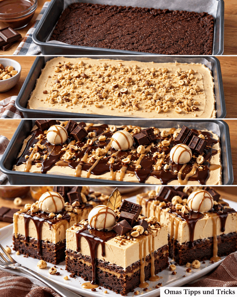 Schoko-Karamell-Brownie-Traum mit Haselnusscreme – saftig, cremig und unwiderstehlich