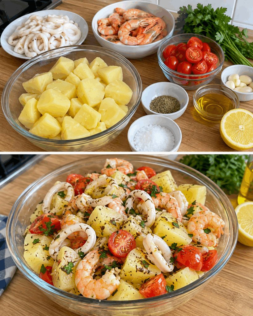 Mediterraner Kartoffel-Meeresfrüchte-Salat – so frisch und aromatisch schmeckt der Sommer