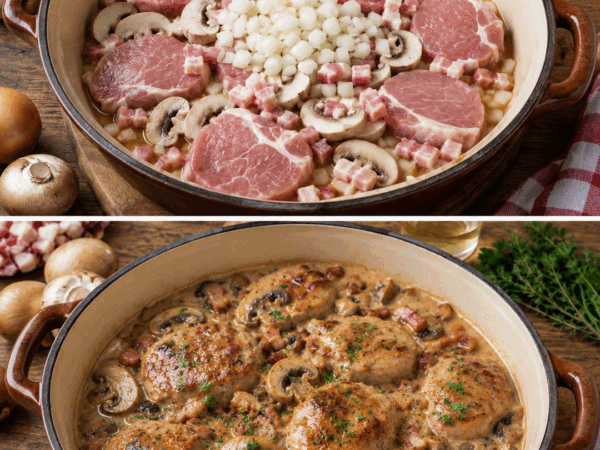 Cremige Schweinemedaillons mit Champignons und Speck – dieses Pfannengericht macht alle am Tisch glücklich