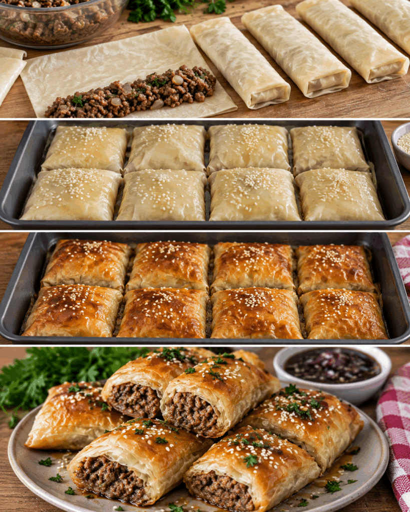 Knusprige Hackfleisch-Börek aus dem Ofen – außen goldbraun, innen herrlich saftig