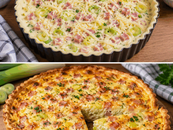 Diese cremige Lauch-Schinken-Tarte ist so einfach – und kommt goldbraun aus dem Ofen