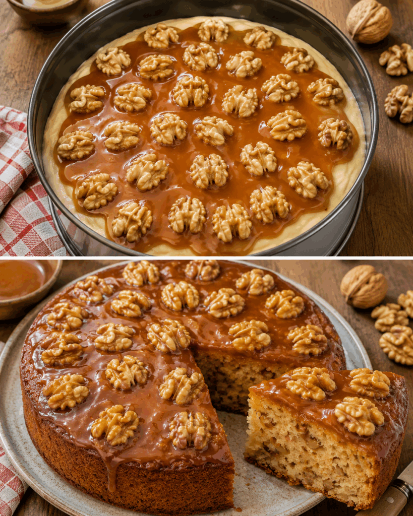 Saftiger Walnusskuchen mit Karamell – herrlich nussig und unwiderstehlich weich