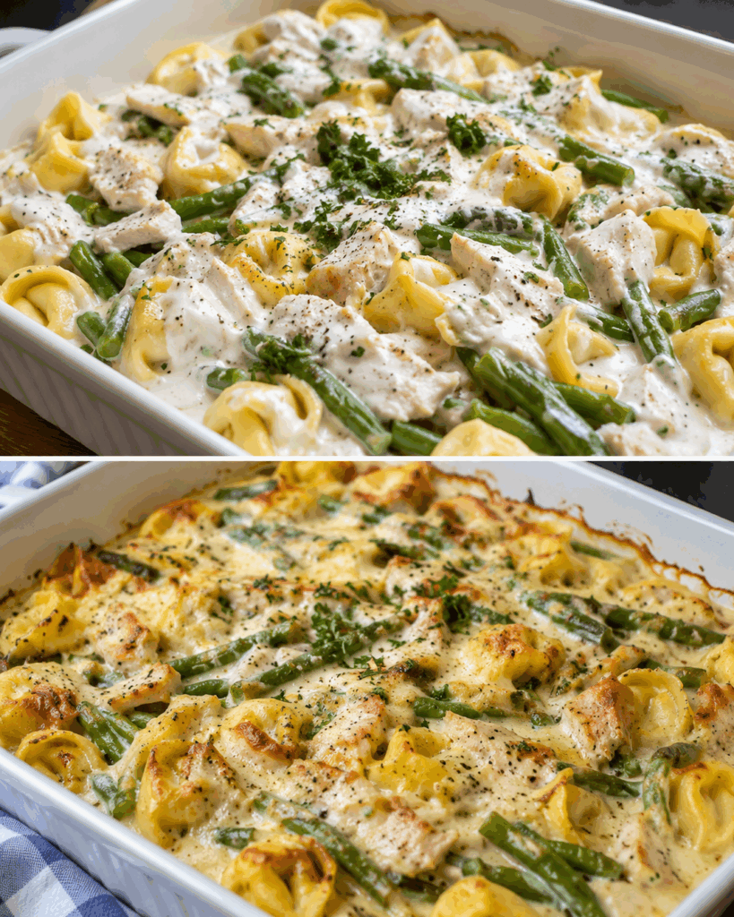 Dieser cremige Tortellini-Hähnchen-Auflauf ist pures Familienglück – in 45 Minuten auf dem Tisch