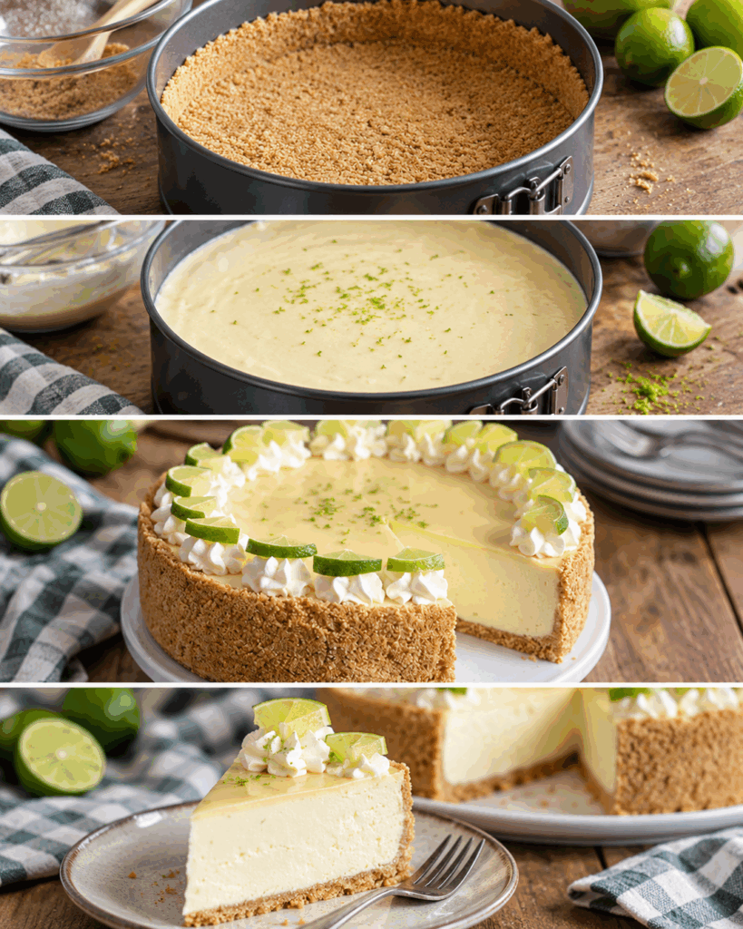 Cremiger Limetten-Cheesecake mit knusprigem Keksboden – herrlich frisch und einfach gemacht