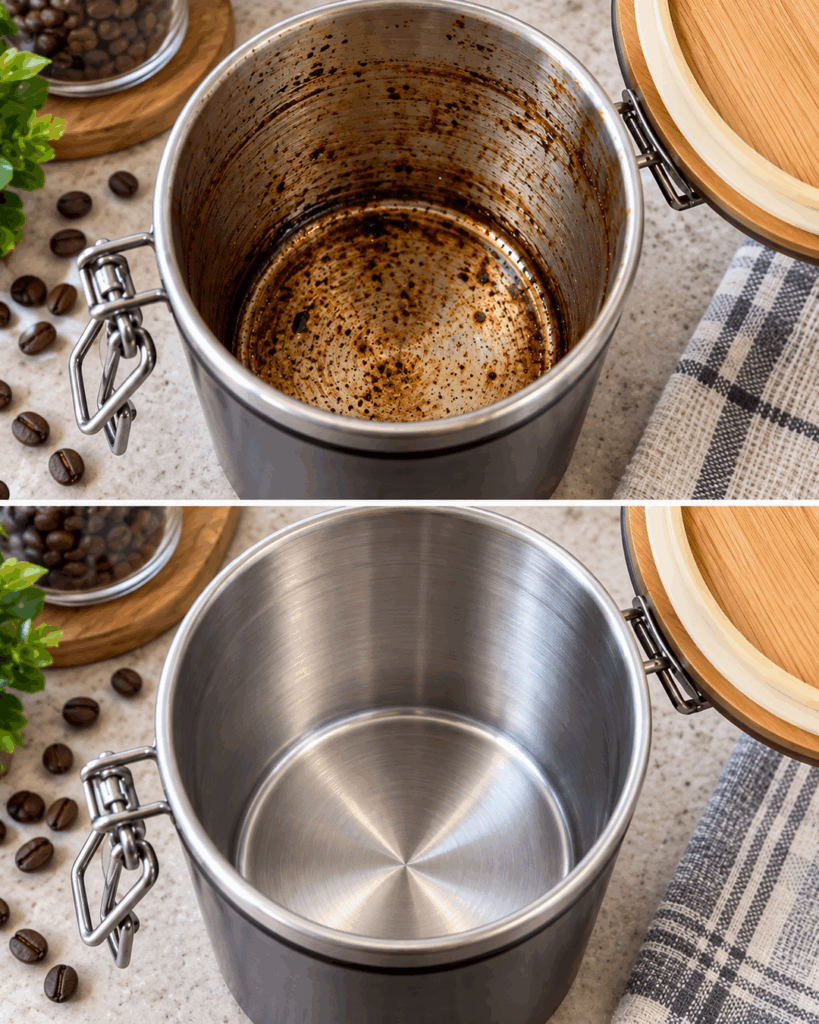 Eingebrannte Kaffeeablagerungen im Edelstahlbehälter? Mit dieser einfachen Methode wird er wieder sauber