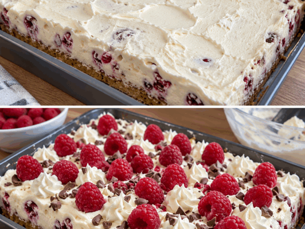 Cremiger Himbeer-Traum vom Blech – dieses einfache Dessert wird garantiert zuerst leer