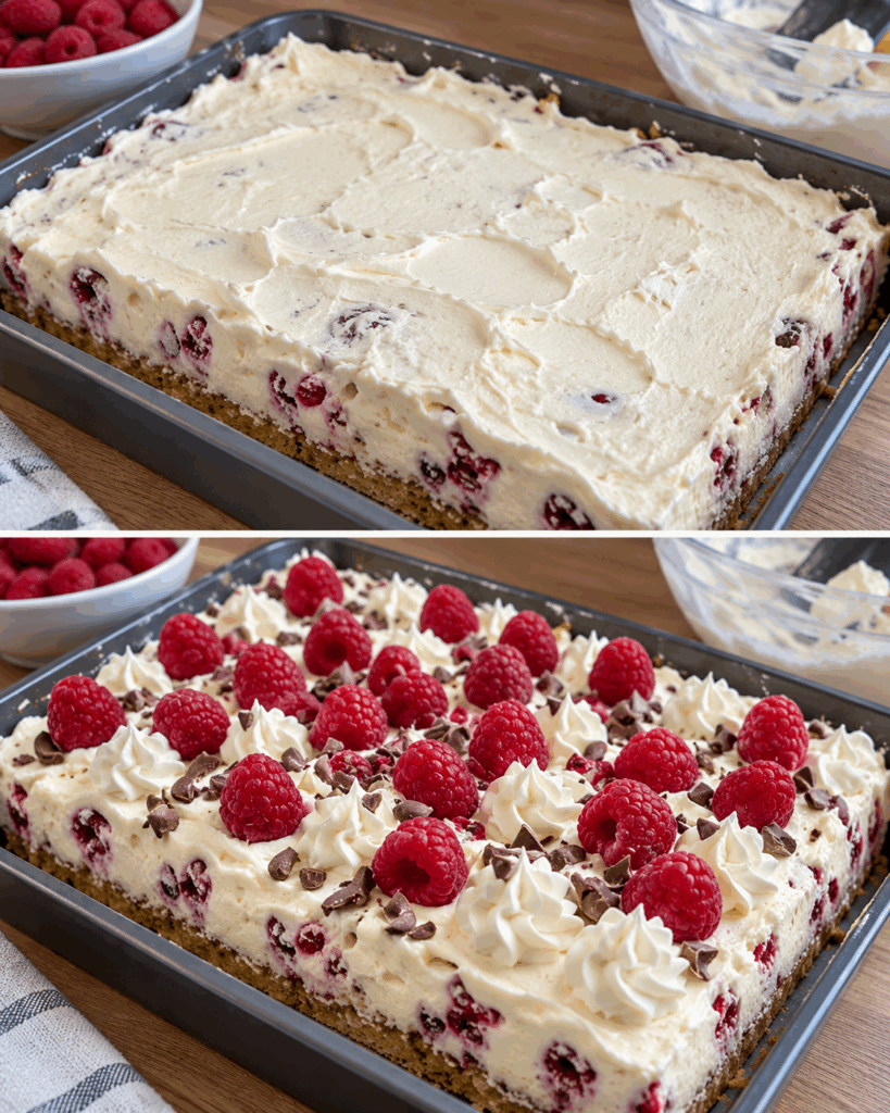 Cremiger Himbeer-Traum vom Blech – dieses einfache Dessert wird garantiert zuerst leer
