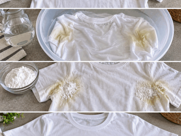 Gelbe Flecken auf weißen T-Shirts entfernen: So werden Achselstellen wieder sichtbar heller