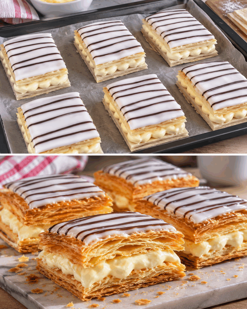 Knusprige Vanille-Mille-feuille wie vom Konditor – mit cremiger Füllung und Schokoglasur